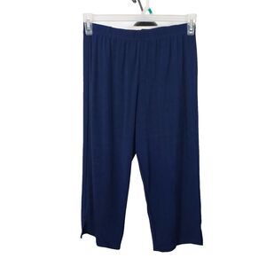 JOSTAR Navy Blue SLINKY Stretch Capri Pants TRAVEL Knit Elastic Waist Size Large